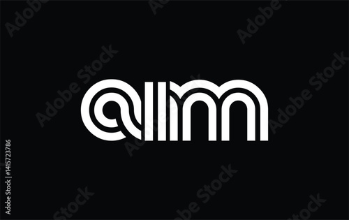 AIM Creative Unique Modern Letter Logo Design. Stylized logo featuring a unique letter design, presenting abstract minimalist aesthetics and modern appeal