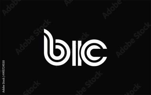 BIC Creative Unique Modern Letter Logo Design. Stylized logo featuring a unique letter design, presenting abstract minimalist aesthetics and modern appeal