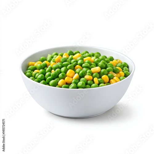 Bowl of peas and corn isolated on white background