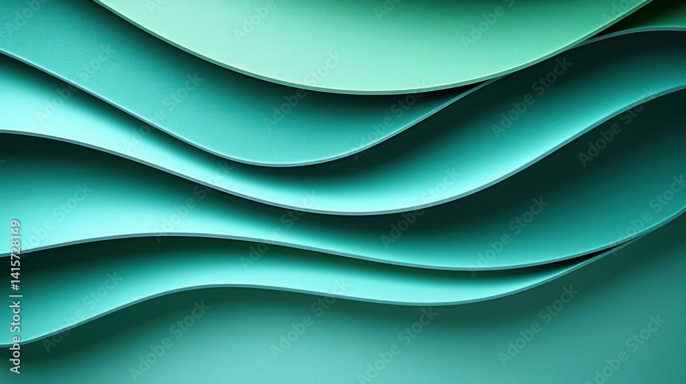 Fototapeta premium Curves and waves of varying teal shades bring a sense of tranquility and style.