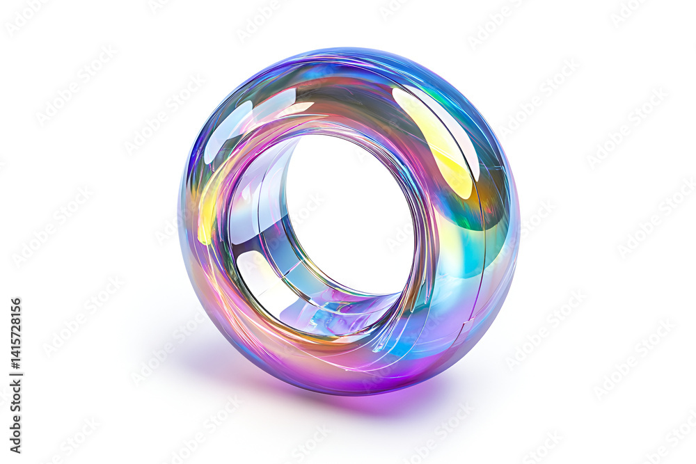 Iridescent Glass Ring Abstract Art Colorful Design Iridescent Glass Ring Abstract Art Colorful Design