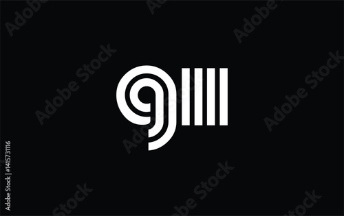 GII Creative Unique Modern Letter Logo Design. Stylized logo featuring a unique letter design, presenting abstract minimalist aesthetics and modern appeal