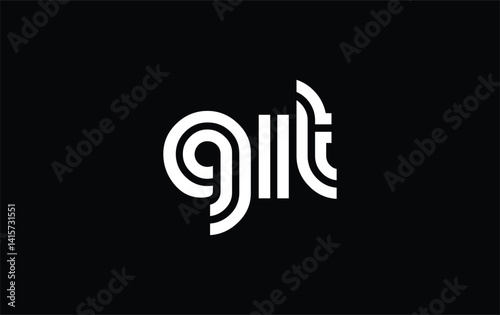 GIT Creative Unique Modern Letter Logo Design. Stylized logo featuring a unique letter design, presenting abstract minimalist aesthetics and modern appeal