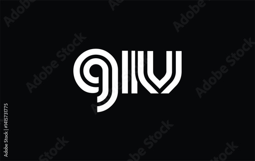 GIV Creative Unique Modern Letter Logo Design. Stylized logo featuring a unique letter design, presenting abstract minimalist aesthetics and modern appeal