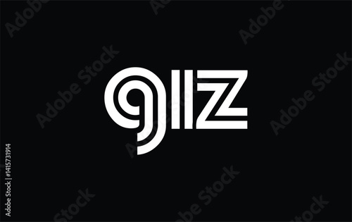 GIZ Creative Unique Modern Letter Logo Design. Stylized logo featuring a unique letter design, presenting abstract minimalist aesthetics and modern appeal