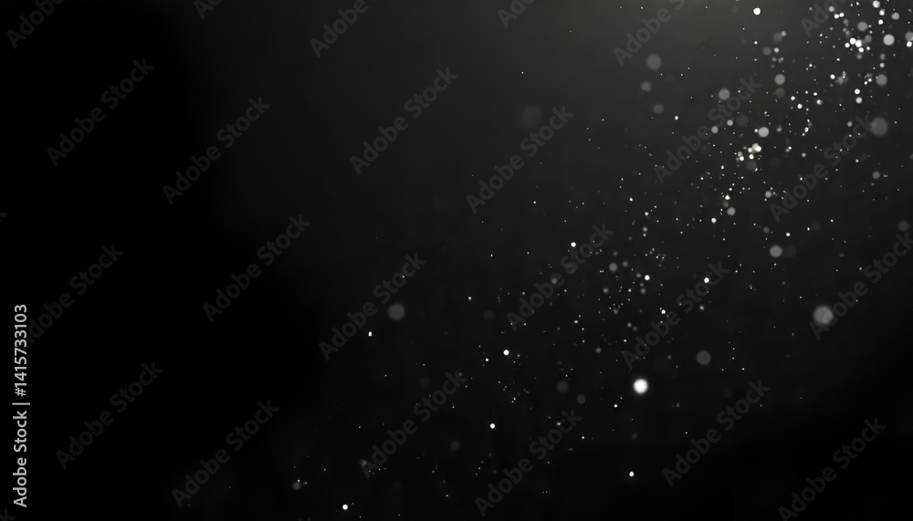 Obraz premium A serene black background highlighted by delicate white bouquet lights, creating a soft, glowing, and peaceful ambiance. 