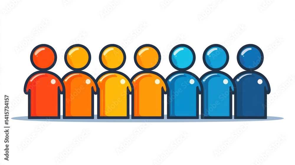Colorful figures stood together, symbolizing harmony and inclusivity in diversity Colorful figures stood together, symbolizing harmony and inclusivity in diversity