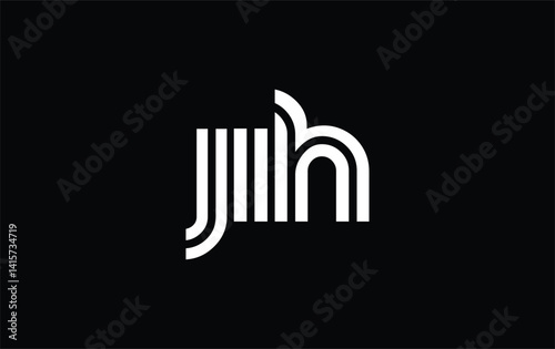 JIH Creative Unique Modern Letter Logo Design. Stylized logo featuring a unique letter design, presenting abstract minimalist aesthetics and modern appeal