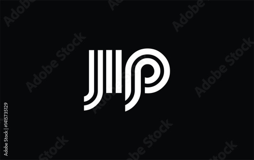 JIP Creative Unique Modern Letter Logo Design. Stylized logo featuring a unique letter design, presenting abstract minimalist aesthetics and modern appeal