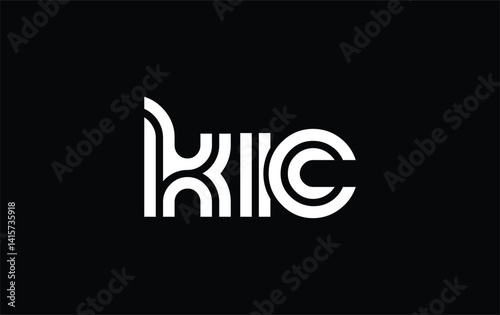 KIC Creative Unique Modern Letter Logo Design. Stylized logo featuring a unique letter design, presenting abstract minimalist aesthetics and modern appeal