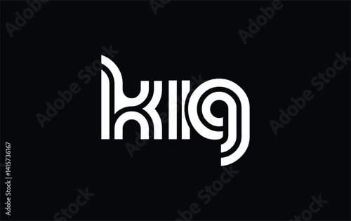 KIG Creative Unique Modern Letter Logo Design. Stylized logo featuring a unique letter design, presenting abstract minimalist aesthetics and modern appeal