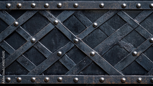 Obraz na płótnie Abstract black iron lattice panel design with metallic accents Generative AI w salonie