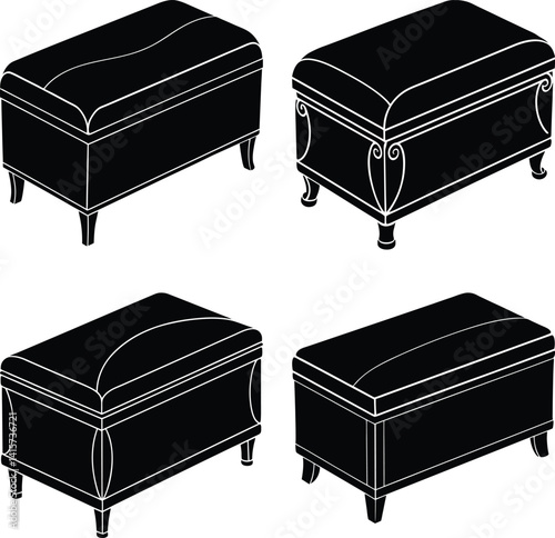 Storage Ottoman silhouette vector