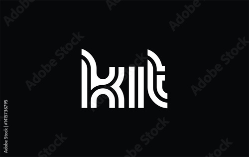 KIT Creative Unique Modern Letter Logo Design. Stylized logo featuring a unique letter design, presenting abstract minimalist aesthetics and modern appeal