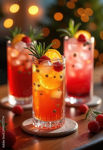 Wallpaper Mural cheerful holiday cocktails festive table colorful drinks celebration festivity garnishes ice glasses party vibe cheer, beverage, sparkling, fruit, toast, sip Torontodigital.ca