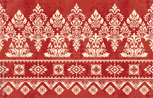 Ethnic Motifs Ikat floral paisley embroidery floral. ikat Saree Sarong oriental pattern traditional.Ikat embroidery style abstract embroidery design for texture,fabric,clothing,wrapping,decoration