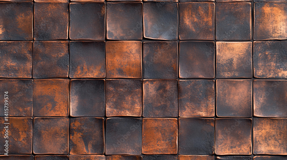 Dark copper tiles create a textured background for designs Generative AI
