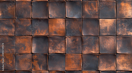 Obraz na płótnie Dark copper tiles create a textured background for designs Generative AI w salonie