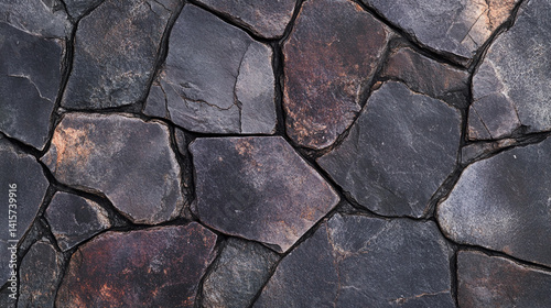 Obraz na płótnie Modern elegant dark slate rock texture with unique patterns Generative AI w salonie