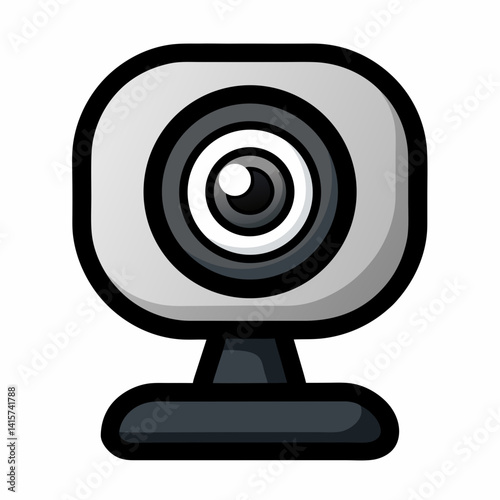 Black and White Webcam Icon for Video Call and Stream Concept