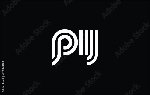 PIJ Creative Unique Modern Letter Logo Design. Stylized logo featuring a unique letter design, presenting abstract minimalist aesthetics and modern appeal