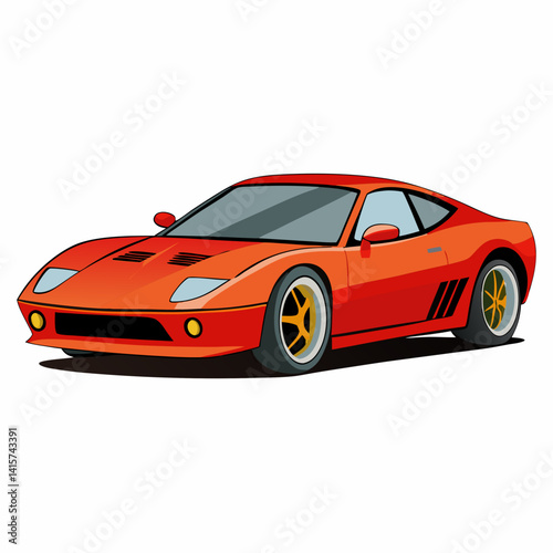 Sports Car illustration with striking design on white background