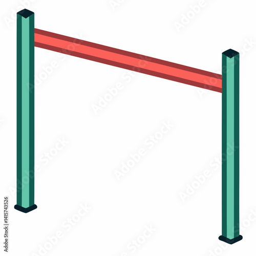 Crossbar illustration with red bar on white background