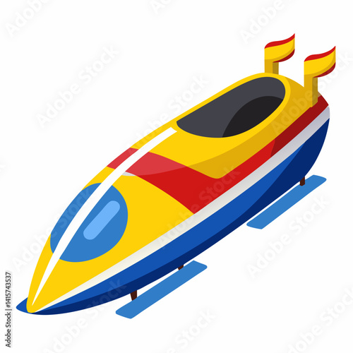 Bobsled icon in bright colors on a white background