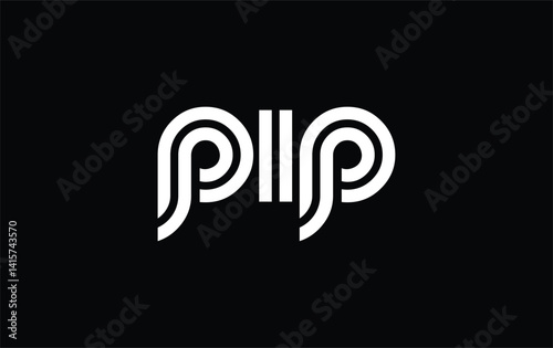 PIP Creative Unique Modern Letter Logo Design. Stylized logo featuring a unique letter design, presenting abstract minimalist aesthetics and modern appeal