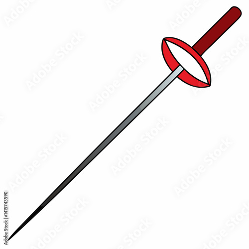 Fencing Sword icon in minimalist design with red handle