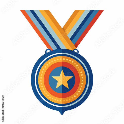 Marathon Medal colorful design with star on ribbon background