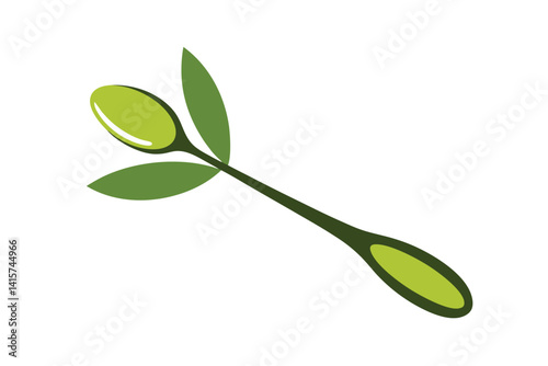 Olive Oil Spoon Cucchiaio Vector Illustration