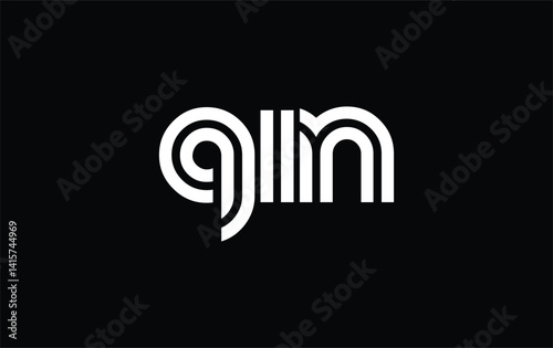 QIN Creative Unique Modern Letter Logo Design. Stylized logo featuring a unique letter design, presenting abstract minimalist aesthetics and modern appeal