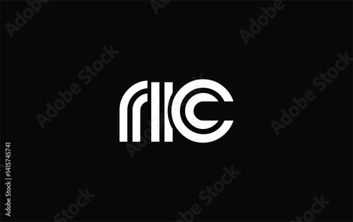 RIC Creative Unique Modern Letter Logo Design. Stylized logo featuring a unique letter design, presenting abstract minimalist aesthetics and modern appeal