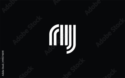 RIJ Creative Unique Modern Letter Logo Design. Stylized logo featuring a unique letter design, presenting abstract minimalist aesthetics and modern appeal