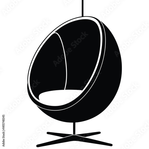 Retro Egg Chair Hanging from Stand  