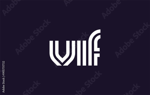 VIF Creative Unique Modern Letter Logo Design. Stylized logo featuring a unique letter design, presenting abstract minimalist aesthetics and modern appeal