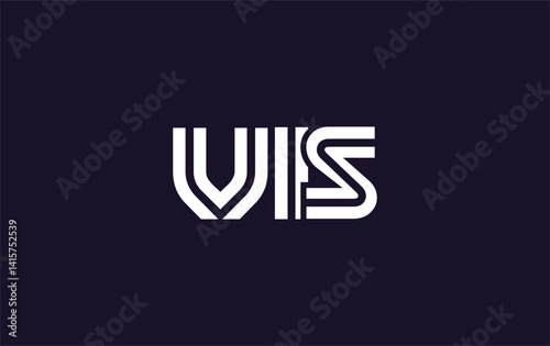 VIS Creative Unique Modern Letter Logo Design. Stylized logo featuring a unique letter design, presenting abstract minimalist aesthetics and modern appeal