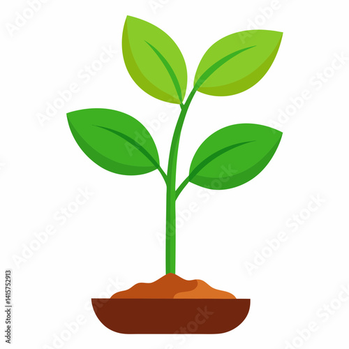 Seedling sprouting from soil in a minimalistic style