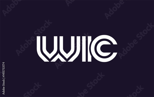 WIC Creative Unique Modern Letter Logo Design. Stylized logo featuring a unique letter design, presenting abstract minimalist aesthetics and modern appeal