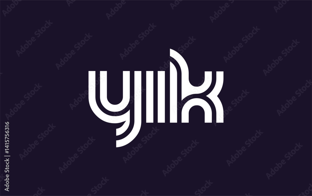 Fototapeta premium YIK Creative Unique Modern Letter Logo Design. Stylized logo featuring a unique letter design, presenting abstract minimalist aesthetics and modern appeal