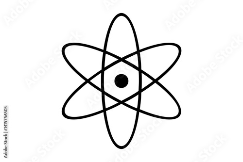 Obraz na płótnie Simple black and white atomic symbol representing science and knowledge in a minimalist design w salonie