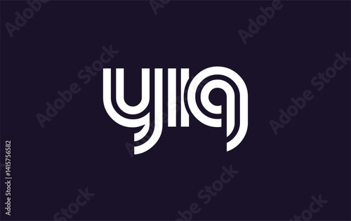 YIQ Creative Unique Modern Letter Logo Design. Stylized logo featuring a unique letter design, presenting abstract minimalist aesthetics and modern appeal