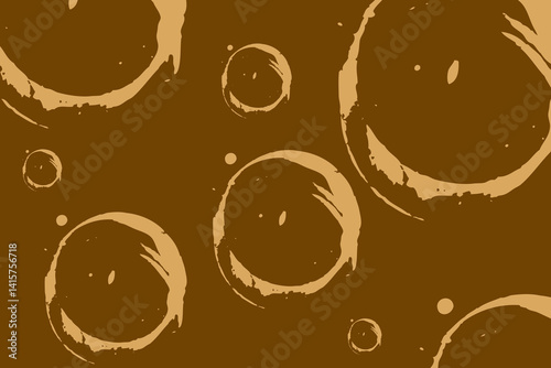 Brown background with abstract bubbles in various sizes creating a textured and artistic design