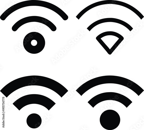 Wifi icon Vector Silhoette Bundle Set Collection