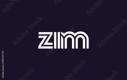 ZIM Creative Unique Modern Letter Logo Design. Stylized logo featuring a unique letter design, presenting abstract minimalist aesthetics and modern appeal