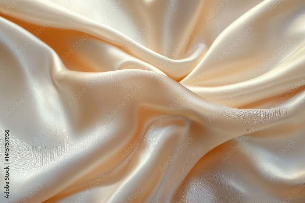 Obraz premium Draped beige silk fabric, luxurious, smooth, elegant, soft texture, subtle folds, gentle curves, delicate sheen.