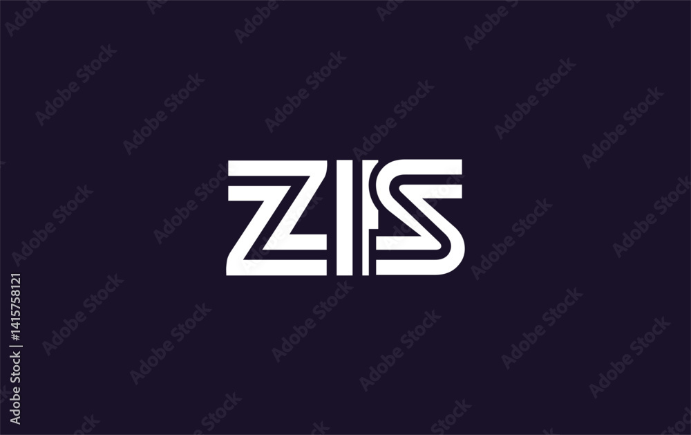 Obraz premium ZIS Creative Unique Modern Letter Logo Design. Stylized logo featuring a unique letter design, presenting abstract minimalist aesthetics and modern appeal