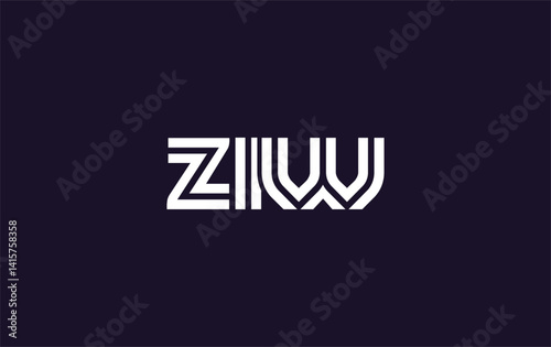 ZIW Creative Unique Modern Letter Logo Design. Stylized logo featuring a unique letter design, presenting abstract minimalist aesthetics and modern appeal