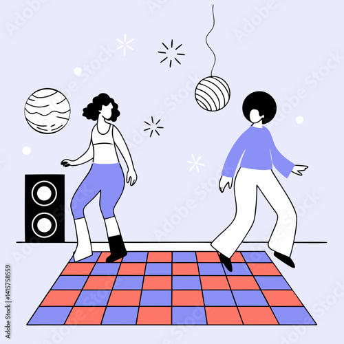 Groovy disco vibes with retro flair and funky dance moves